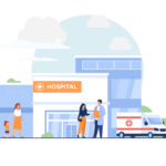 A drawing of a hospital
