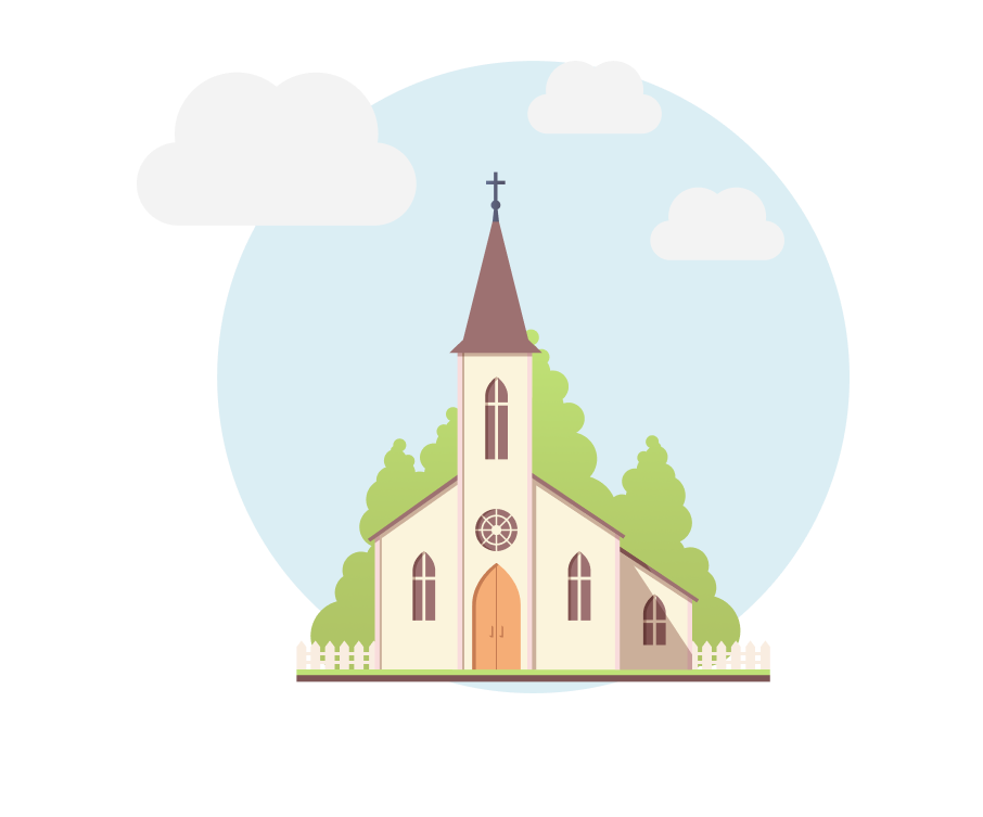 A drawing of a church